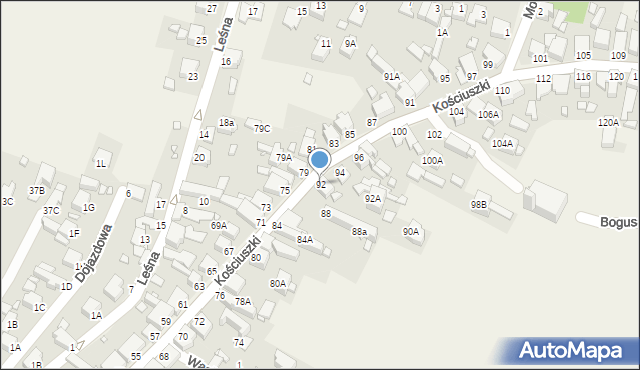 Dobieszowice, Kościuszki Tadeusza, gen., 92, mapa Dobieszowice