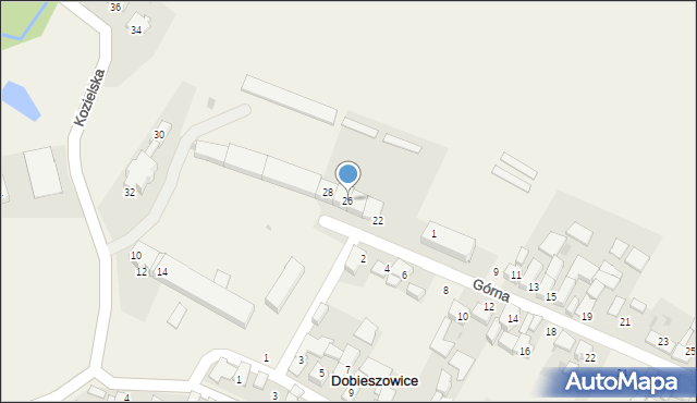 Dobieszowice, Kozielska, 26, mapa Dobieszowice