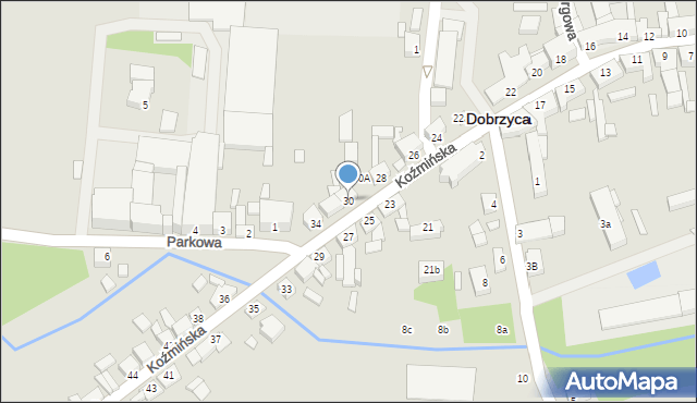 Dobrzyca, Koźmińska, 30, mapa Dobrzyca