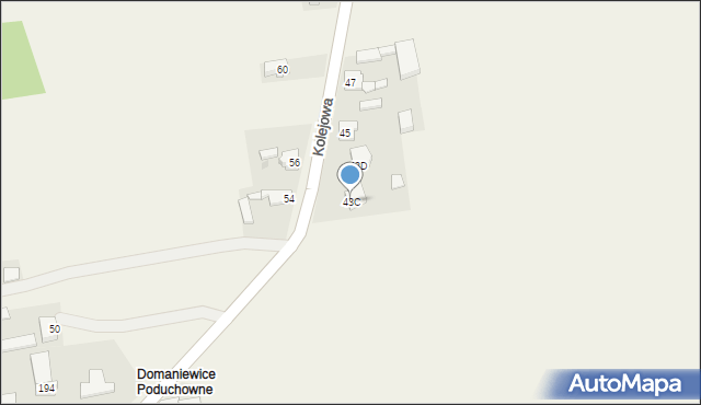 Domaniewice, Kolejowa, 43C, mapa Domaniewice