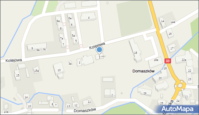 Domaszków, Kolejowa, 1, mapa Domaszków