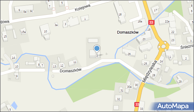 Domaszków, Kolejowa, 2, mapa Domaszków