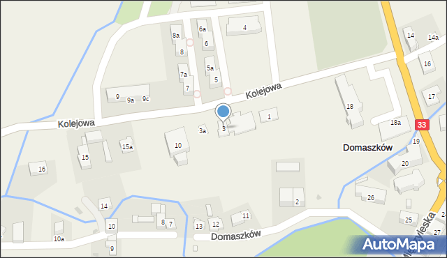 Domaszków, Kolejowa, 3, mapa Domaszków