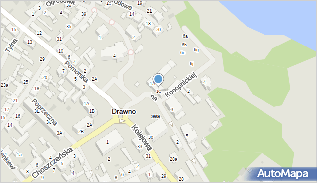 Drawno, Kościelna, 1C, mapa Drawno