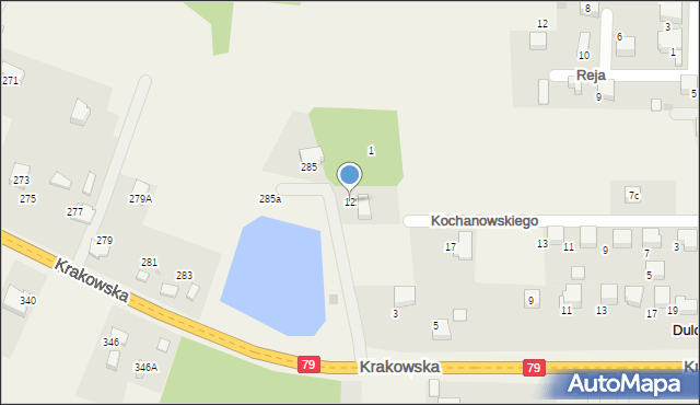 Dulowa, Kochanowskiego Jana, 12, mapa Dulowa