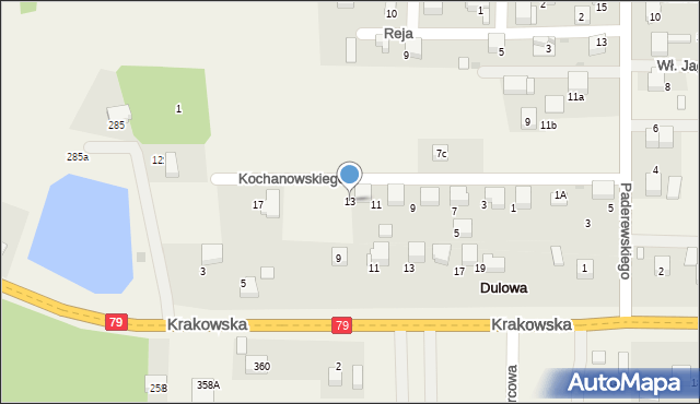 Dulowa, Kochanowskiego Jana, 13, mapa Dulowa