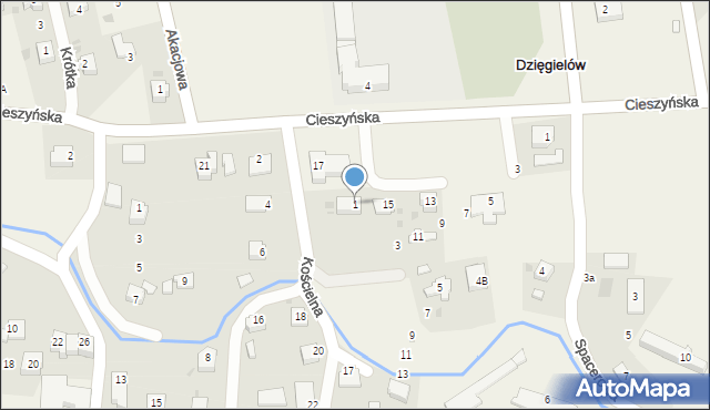 Dzięgielów, Kościelna, 1, mapa Dzięgielów