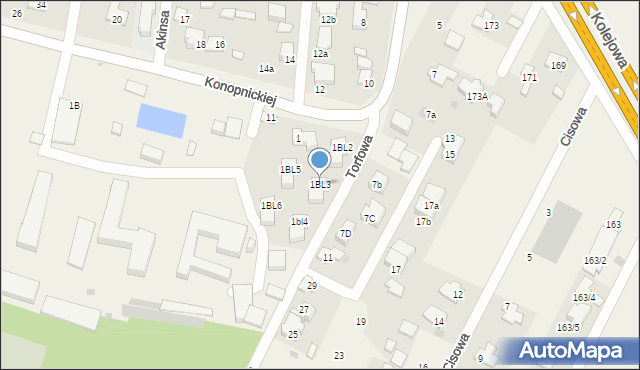 Dziekanów Leśny, Konopnickiej Marii, 1BL3, mapa Dziekanów Leśny