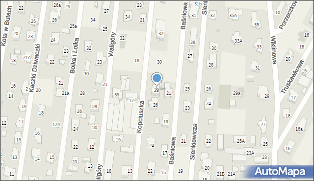 Dziekanów Leśny, Kopciuszka, 28, mapa Dziekanów Leśny