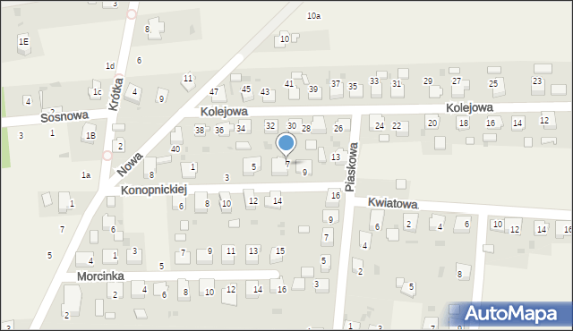 Dziergowice, Konopnickiej Marii, 7, mapa Dziergowice