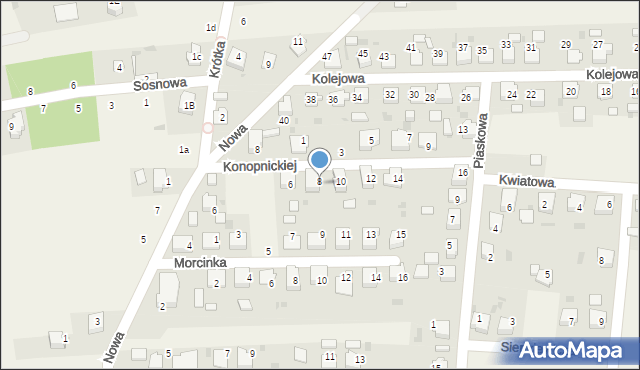 Dziergowice, Konopnickiej Marii, 8, mapa Dziergowice