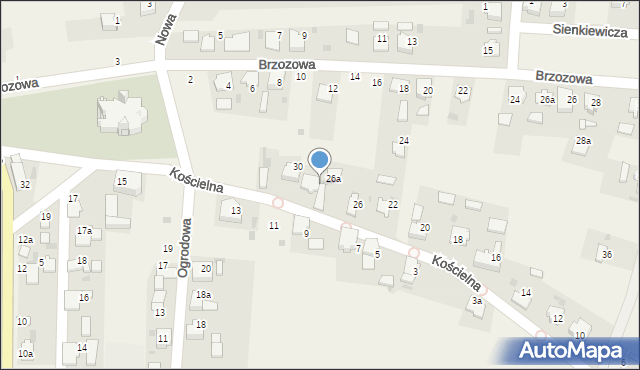 Dziergowice, Kościelna, 28, mapa Dziergowice