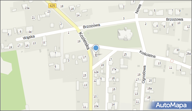 Dziergowice, Kościelna, 32, mapa Dziergowice