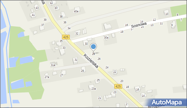 Dziergowice, Kozielska, 28, mapa Dziergowice