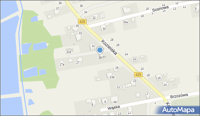 Dziergowice, Kozielska, 29, mapa Dziergowice