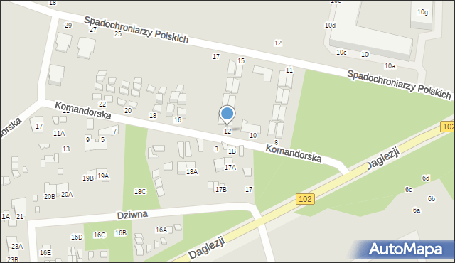 Dziwnów, Komandorska, 12, mapa Dziwnów