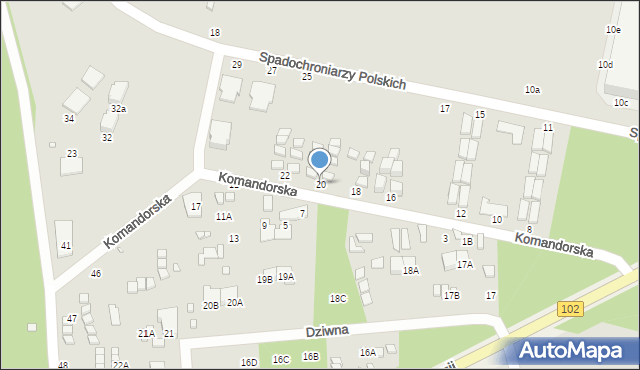 Dziwnów, Komandorska, 20, mapa Dziwnów