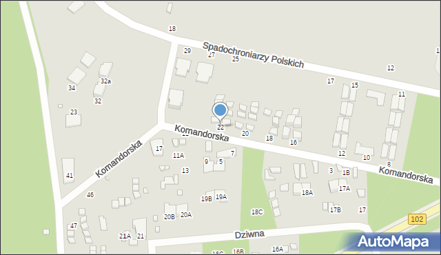 Dziwnów, Komandorska, 22, mapa Dziwnów