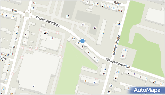 Elbląg, Kochanowskiego Jana, 7, mapa Elbląga