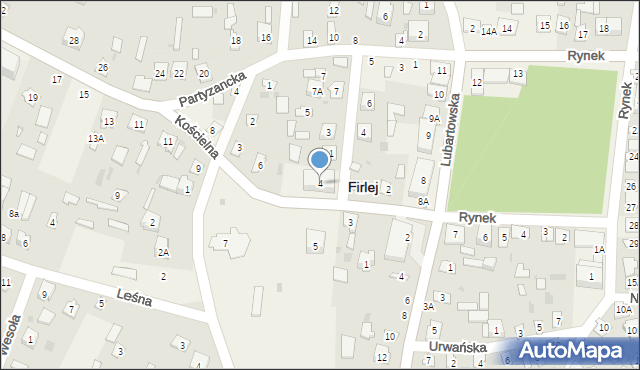 Firlej, Kościelna, 4, mapa Firlej