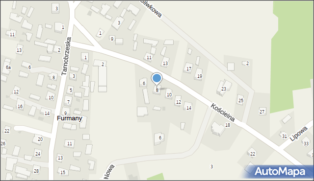 Furmany, Kościelna, 8, mapa Furmany