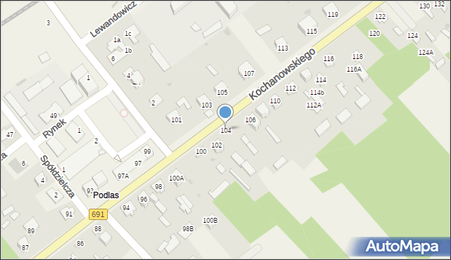 Garbatka-Letnisko, Kochanowskiego Jana, 104, mapa Garbatka-Letnisko