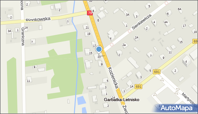 Garbatka-Letnisko, Kozienicka, 13, mapa Garbatka-Letnisko