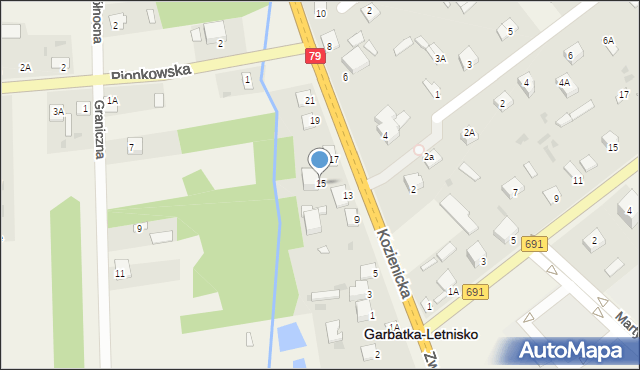 Garbatka-Letnisko, Kozienicka, 15, mapa Garbatka-Letnisko