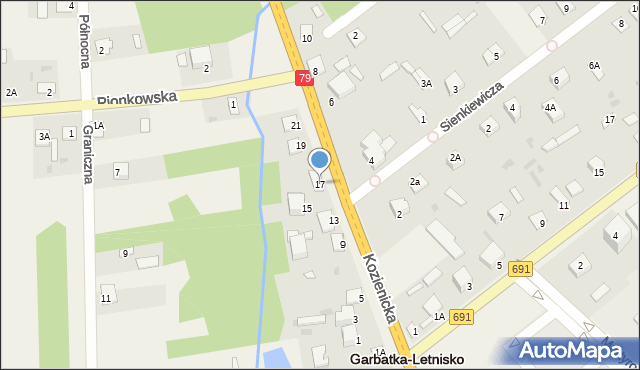 Garbatka-Letnisko, Kozienicka, 17, mapa Garbatka-Letnisko