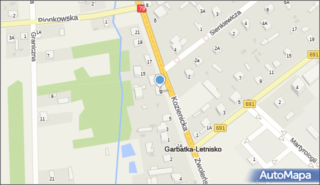 Garbatka-Letnisko, Kozienicka, 9, mapa Garbatka-Letnisko