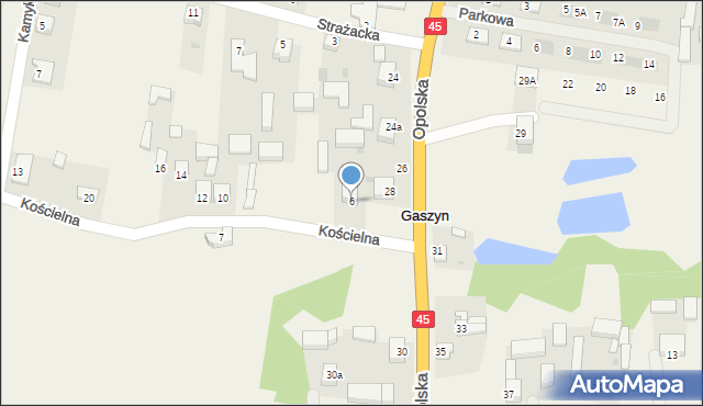 Gaszyn, Kościelna, 6, mapa Gaszyn