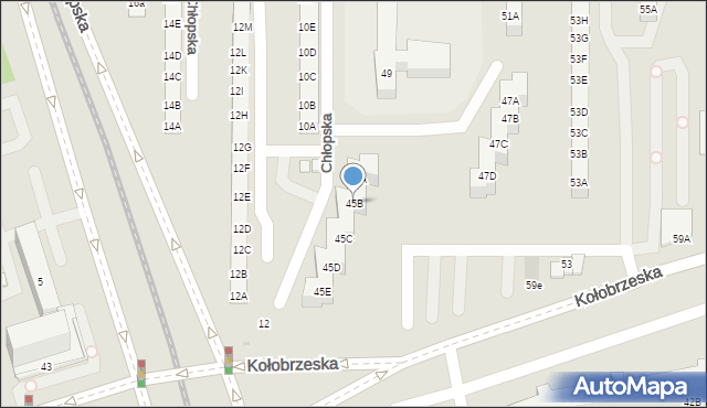 Gdańsk, Kołobrzeska, 45B, mapa Gdańska