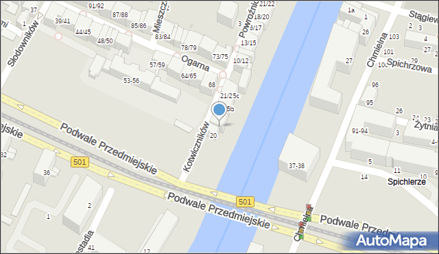 Gdańsk, Kotwiczników, 21/25a, mapa Gdańska