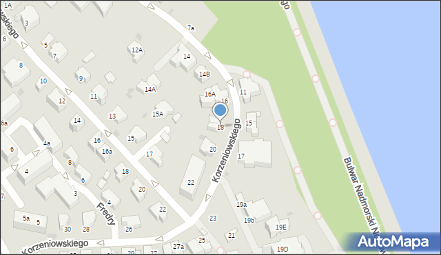 Gdynia, Korzeniowskiego Józefa, 18, mapa Gdyni