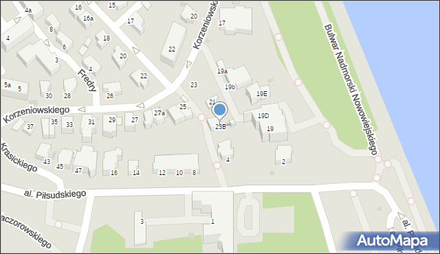 Gdynia, Korzeniowskiego Józefa, 23B, mapa Gdyni