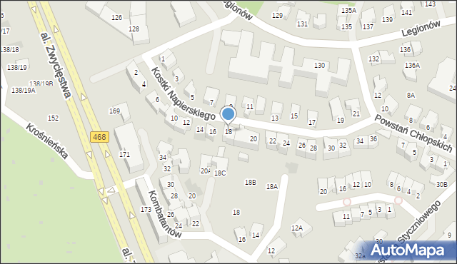 Gdynia, Kostki Napierskiego Aleksandra, 18, mapa Gdyni