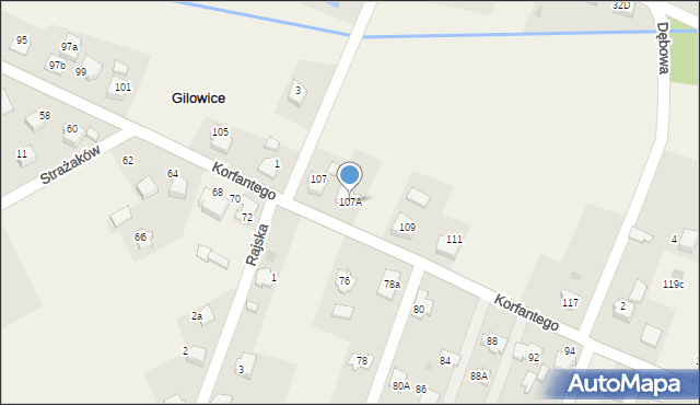 Gilowice, Korfantego Wojciecha, 107A, mapa Gilowice