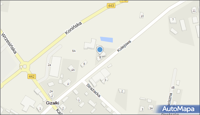 Gizałki, Kolejowa, 8, mapa Gizałki