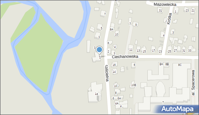 Glinojeck, Kościelna, 1, mapa Glinojeck