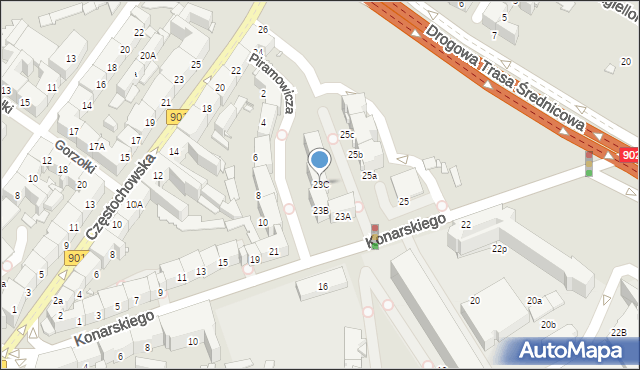 Gliwice, Konarskiego Stanisława, 23C, mapa Gliwic