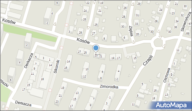 Gliwice, Kosów, 23, mapa Gliwic