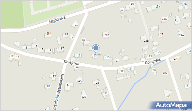 Gliwice, Kolejowa, 13, mapa Gliwic