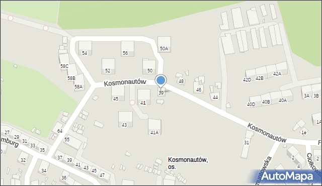 Gliwice, Kosmonautów, 39, mapa Gliwic