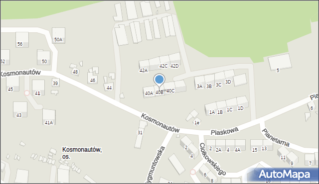 Gliwice, Kosmonautów, 40B, mapa Gliwic