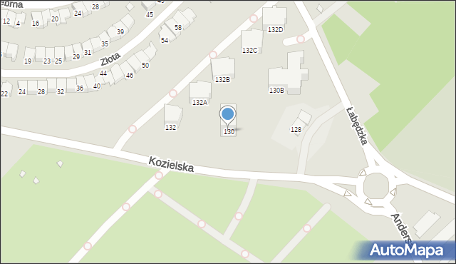 Gliwice, Kozielska, 130, mapa Gliwic