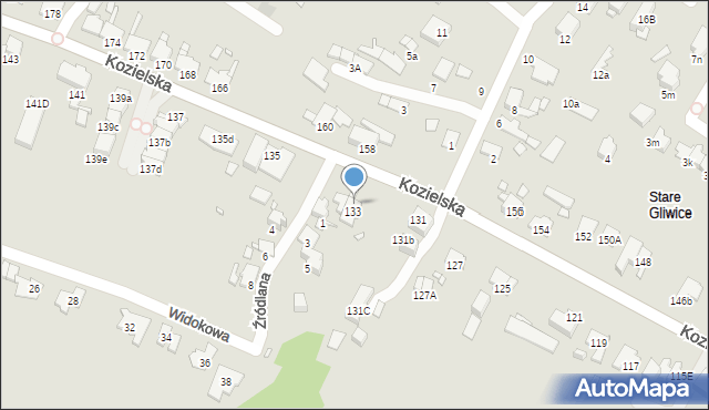 Gliwice, Kozielska, 133A, mapa Gliwic