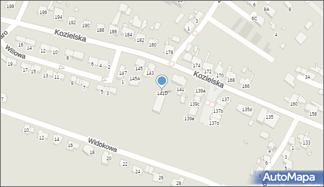 Gliwice, Kozielska, 141D, mapa Gliwic