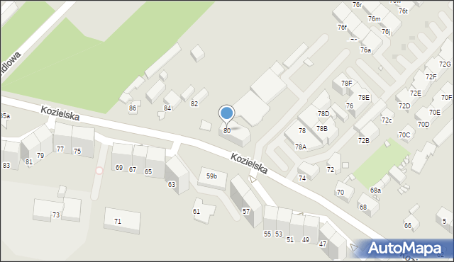 Gliwice, Kozielska, 80, mapa Gliwic