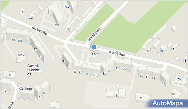 Gliwice, Kozielska, 85a, mapa Gliwic