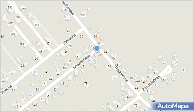 Gliwice, Koszalińska, 1, mapa Gliwic